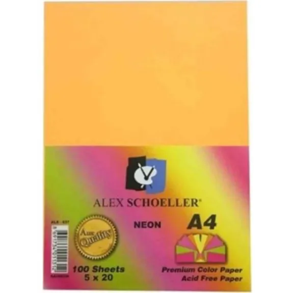 Alex Fotokopi Kağıdı Fosforlu Renkli A-4 100 Lü