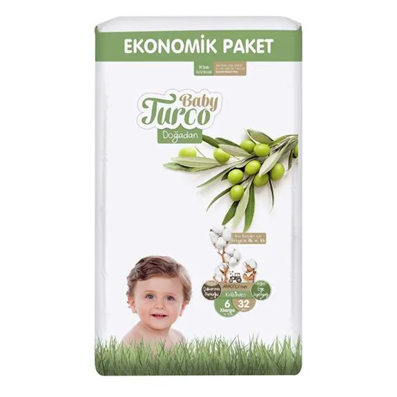 Baby Turco Doğadan Cırtlı Bebek Bezi Eko Paket 6 No 32 Li