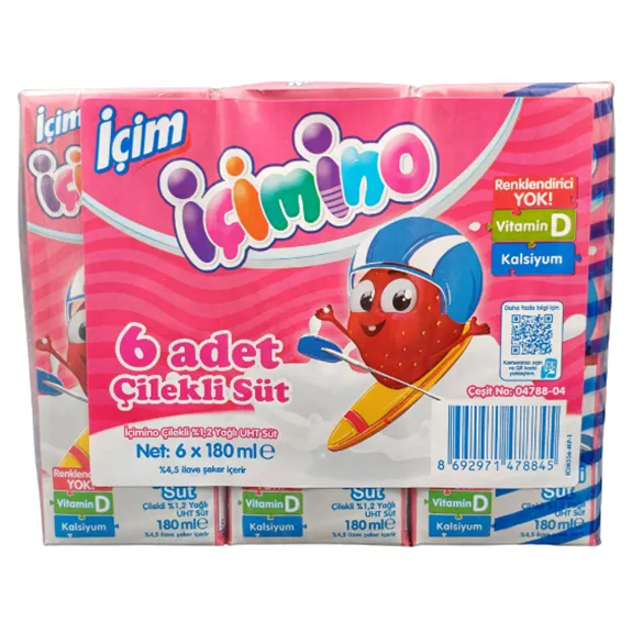 İçim İçimino Çilekli Süt 6X180 Ml