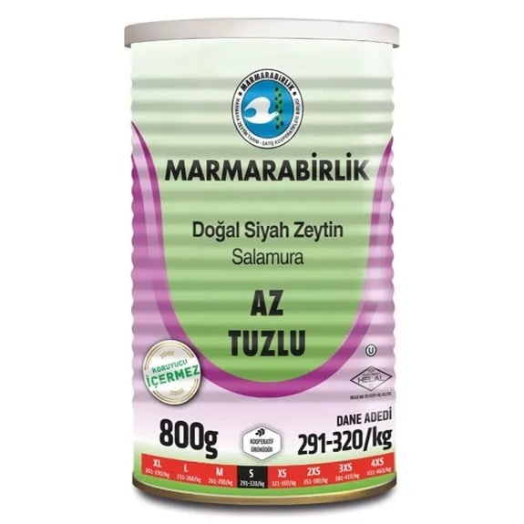 Marmarabirlik Az Tuzlu Siyah Zeytin 800 Gr Tnk 291-320 Ad/Kg S Boy