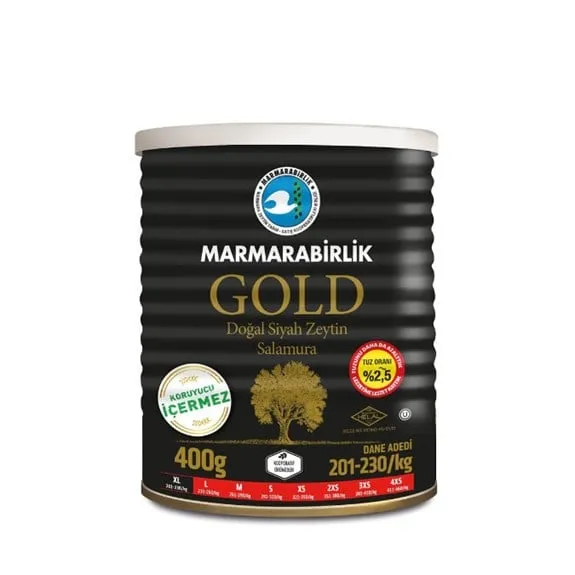 Marmarabirlik Gold Siyah Zeytin 400 Gr Tnk 201-230 Ad/Kg Xl Boy