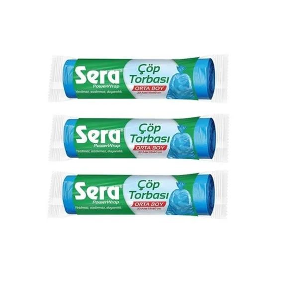 Sera Çöp Torbası 3 Lü Avantaj Paketi Orta Boy 55X60 Cm