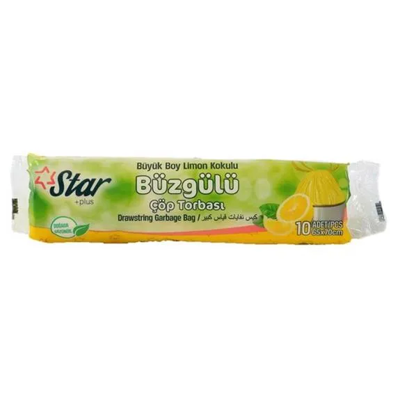 Starplus Büzgülü Çöp Torbası Limon Kokulu Büyük Boy 10 Lu