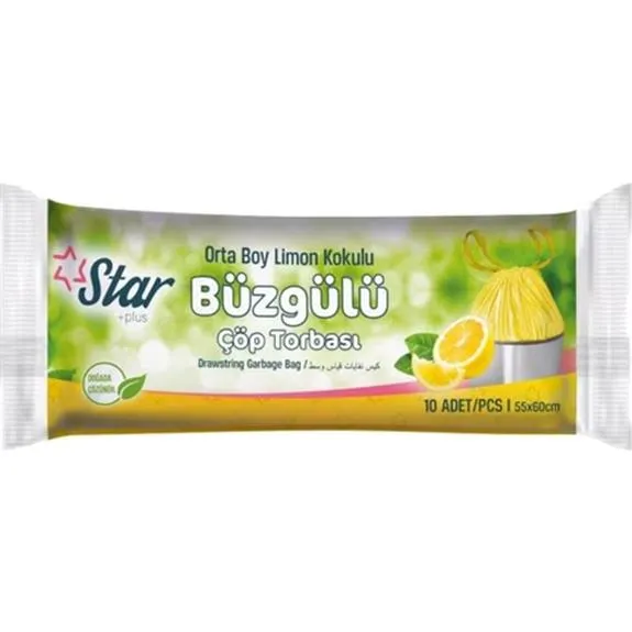 Starplus Büzgülü Çöp Torbası Limon Kokulu Orta Boy 10 Lu